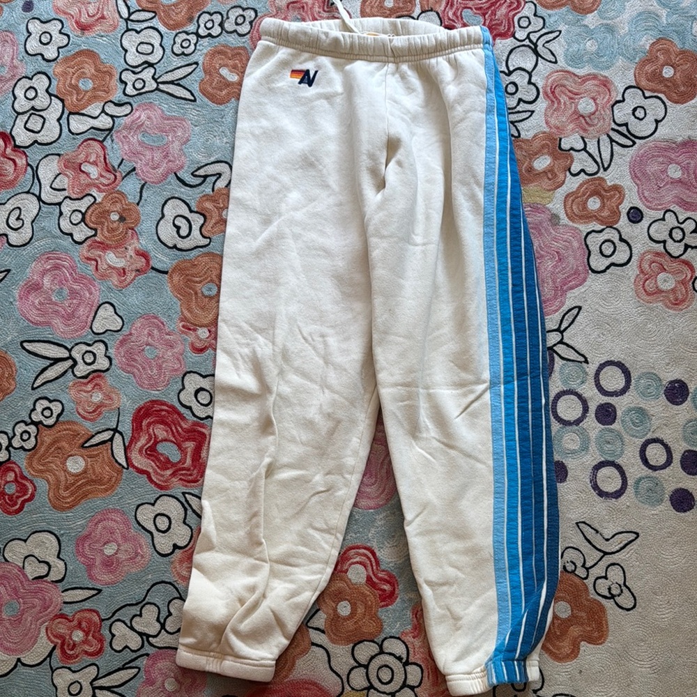Aviator Nation White and Blue sweats with Stripes size xs